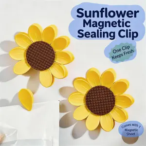 Sunflower-Shaped Magnetic Bag Clips, 1/2/3pcs Plastic Clips for Snacks, Cereal & Bread Bags, Airtight Seals Keep Food Fresh