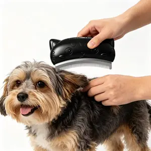 Pet Hair Removal Brush for Cats and Dogs, Abs Handle Stainless Steel Blade, Gentle Knot Remover for Long-Haired Pets, Ideal for Indoor Use