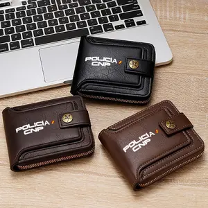 Police badge leather wallet for men and women practical daily use and work accessory perfect for Fathers Day Christmas and birthday gifts stylish carry pouch with secure button and zipper closure design