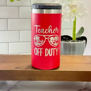“Off Duty” 4-in-1 Can Cooler – The Perfect Gift for Teachers, counselor’s, Coaches, Nurses, & School Staff
