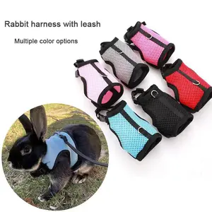Adjustable Small Pet Harness with Elastic Leash Set - Breathable Soft Vest for Rabbits, Stylish Multi-Color Design Fit for Ferrets, Guinea Pigs