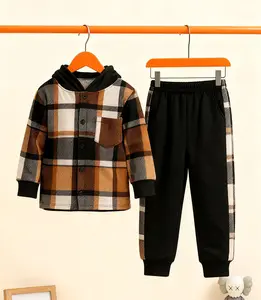 2PCS - Orientation Development Autumn Winter New Boys Fashion Long Sleeve Long Pants Set Pattern Jacket Stitching Cool Sports Casual Outdoor Set