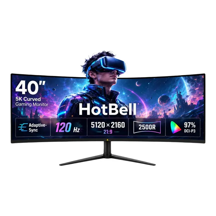 HotBell 40-Inch 5K2K Curved Ultrawide Gaming Monitor, 5120 x 2160, 120Hz, 1ms, IPS Black, HDR600, Adaptive-Sync