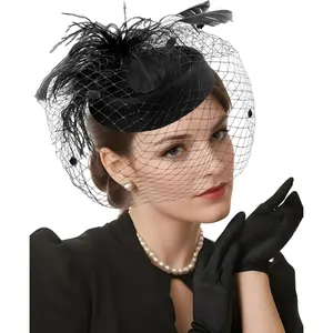 Pillbox Hat with Veil  Fascinators for Women  Party Bridal Wedding Halloween First Communion Hats