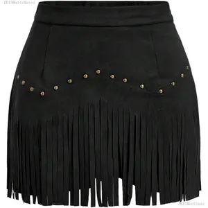 Women's Suede Fringe Sexy Cowgirl Skirts Country Concert Outfit Western High Waisted SkirtAB11MonlisseDD19MatteMaven