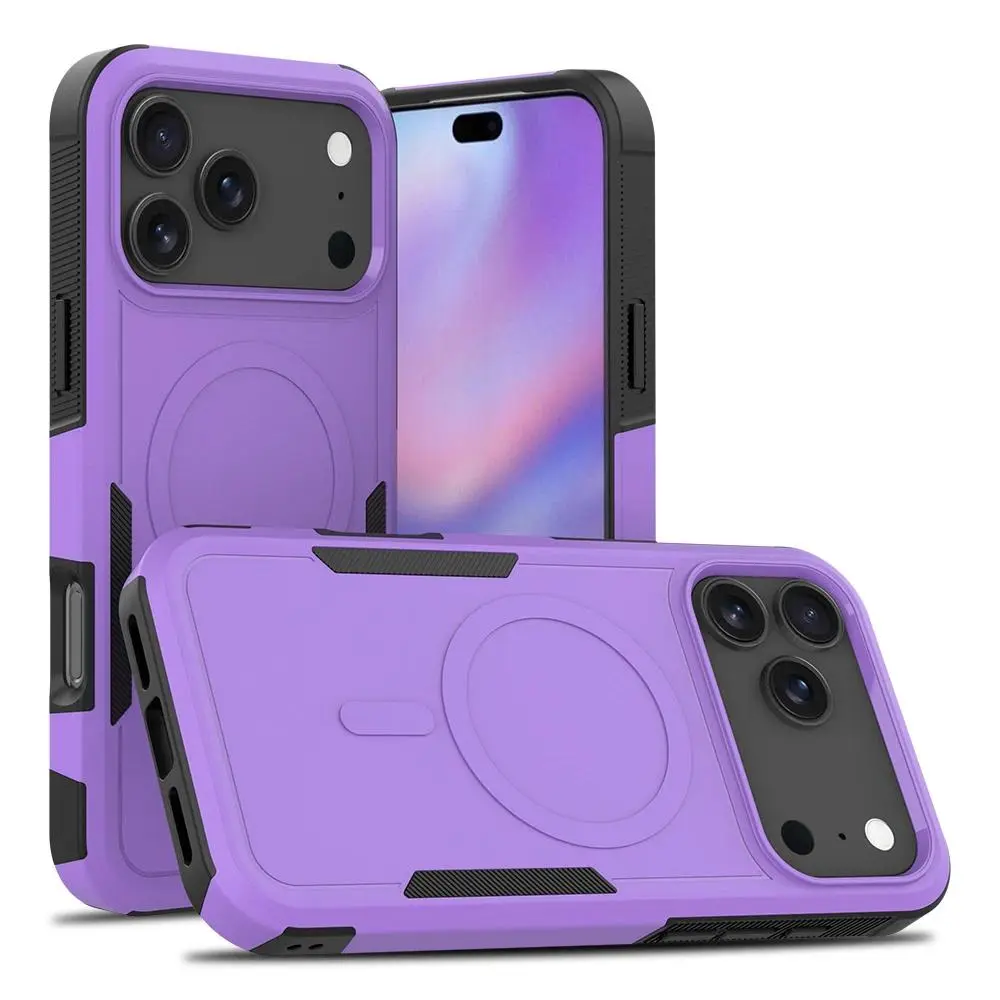 LUCY Premium 2IN1 Heavy Armor Magnetic Charging Case for IPhone 17 Air 16 15 14 Plus 13 12 Pro Max Shockproof PC Matte Protect Cover