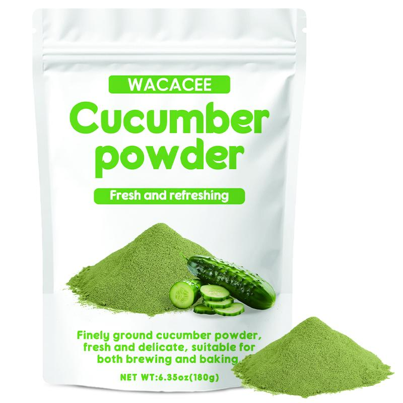 WACACEE Low-Temperature Dehydrated Cucumber Powder - 6.35Oz (180G)), 24-Month Shelf Life, Natural Fragrance, No Additives, No Preservatives, Easy-Dissolving Texture, Fitness for Everyone, Beverage & Home Light Meal Ingredient, 24 Months