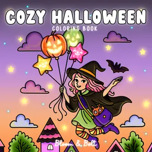 Cozy Halloween Coloring Book by Bloom & Bolt: Cute and Spooky Hygge Scenes of Ghosts, Witches, Monsters & More for Adults, Teens, and Kids to Relax and Create