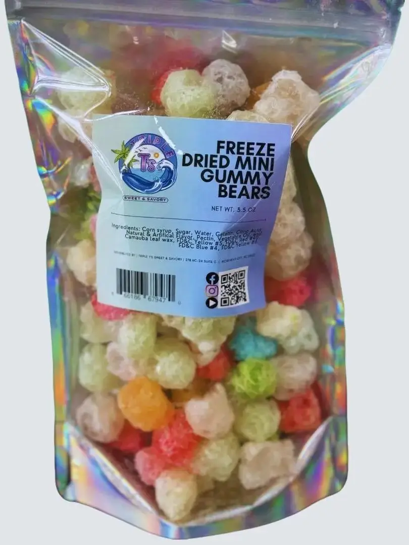 Triple T's Sweet & Savory Freeze Dried MINI Gummy Bears - 12 Flavors - Snacks