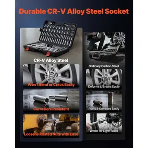 159-Piece Mechanics Tool Set - 1/4 in, 3/8 in, 1/2 in Drive SAE/Metric Socket Set with Wrenches, Screwdriver Bits, Accessories and Storage Case for Auto Repair