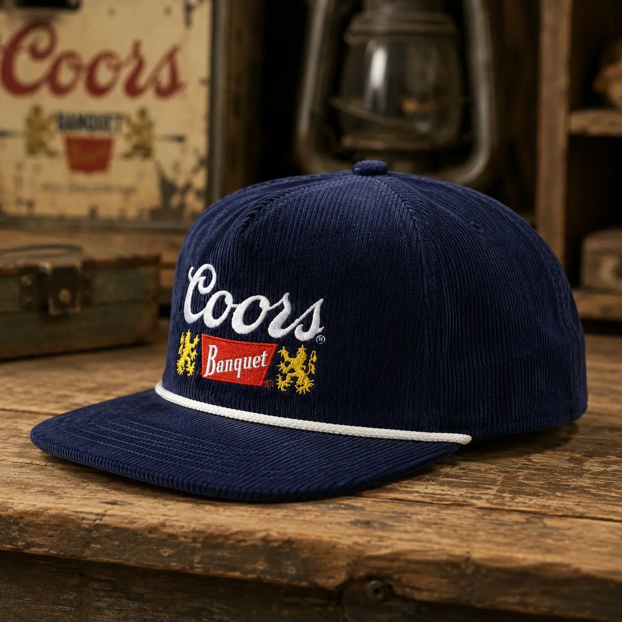 Embroidered Coors Corduroy Rope Hat, Vintage Beer Snapback Cap, Retro Flat Bill Baseball Hat, Classic Brewery Gift for Men & Women