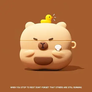 Cute Cartoon Fun Capybara Duck Earphone Case for Apple Bluetooth-compatible Headphones, Anti-Drop Protection, Simple Creative Design, Zero Power Consumption
