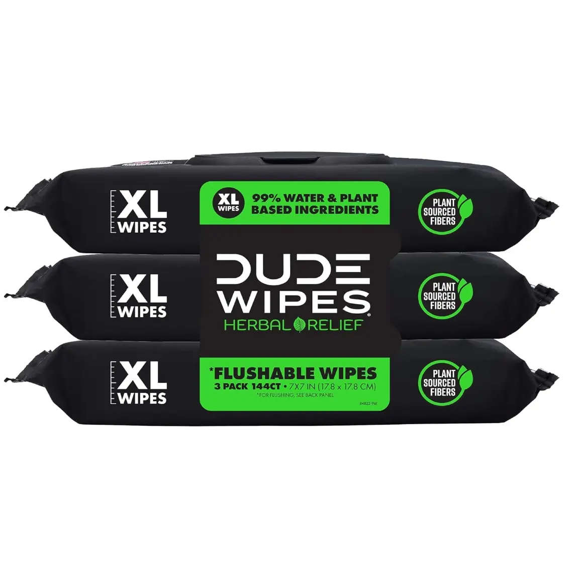 Choose your scent | DUDE WIPES Herbal Relief Scented Adult Flushable Wet Wipes - 3 Packs (48 Count Each, 144 Count Total), Extra Large, 99% Water, Septic Safe, Plant Fibers, Tea Tree Oil, Vitamin E & Aloe Infused, Everyday Use Home Care Toilet Wipes