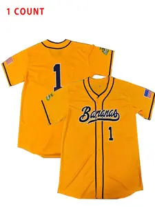 Men's Letter & Number Embroidery Baseball Jersey, Jersey Tops, Loose Casual Quick Drying Baseball Top, Breathable Baseball Shirt for Outdoor Sports