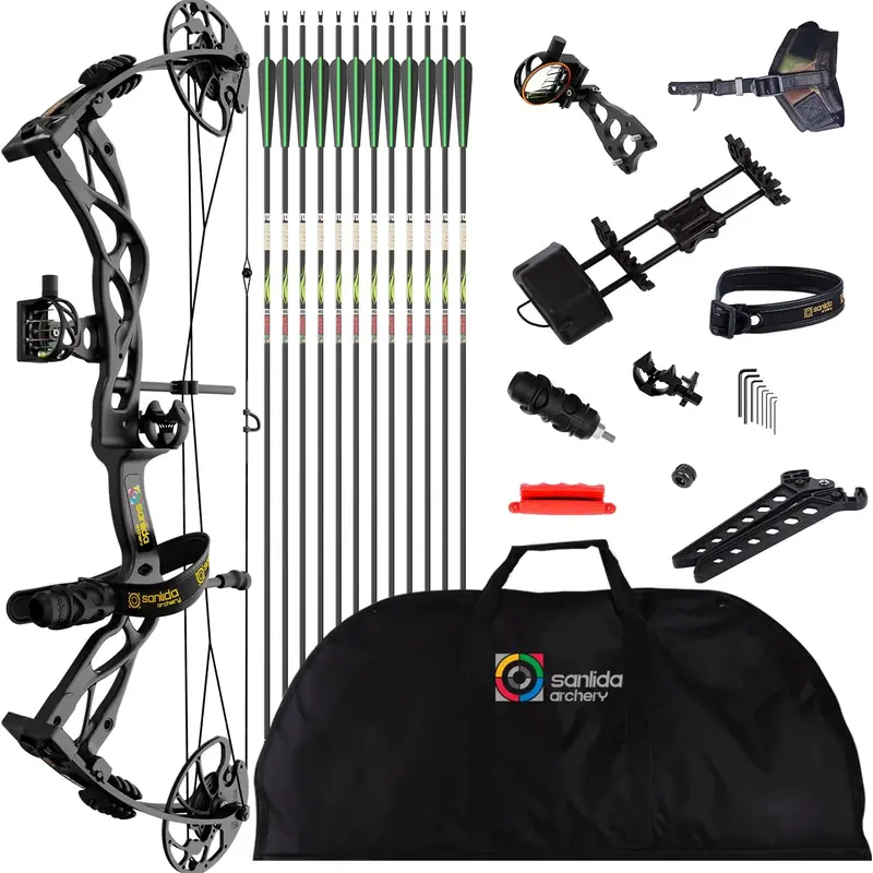 Sanlida Dragon X9 Intermediate Hunting Compound Bow Kit, Up to 70 lb, RH