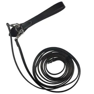 HORZE Sparta Black Leather Draw Reins