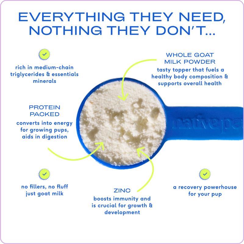 Native Pet Goat Milk for Dogs - Recovery & Energy Boost - Single Ingredient Topper - No Fillers - 100% Whole Foods