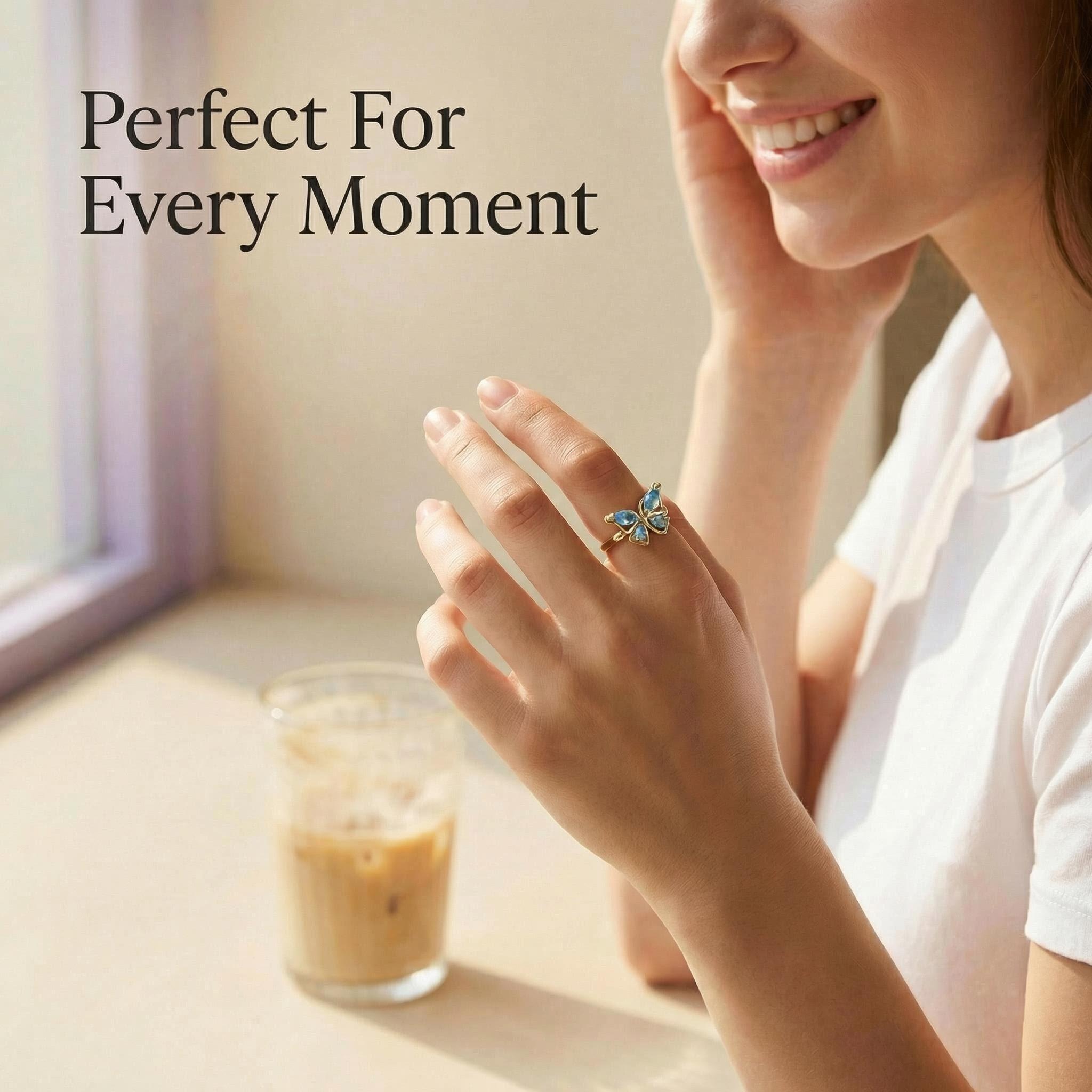 Adjustable Rotating Butterfly Ring with Sparkling Zircon Open Design Romantic Fidget Jewelry Gift for Women Self Love & Emotional Connection Adjustable Rotating Butterfly Ring with Sparkling Zircon Open Design Romantic Fidget Jewelry Gift for Women Self Love & Emotional Connection