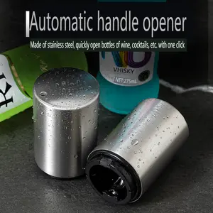 Stainless Steel Automatic Bottle Opener Press Type Creative Custom Cap Remover with Magnets for Beer & Wine Bottles