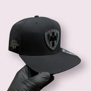 Rayados De Monterrey Black SnapBack Hat with Mirror Logo Comfortable Fit Polyester Material Ideal for Water & Sweat on Team Spirit
