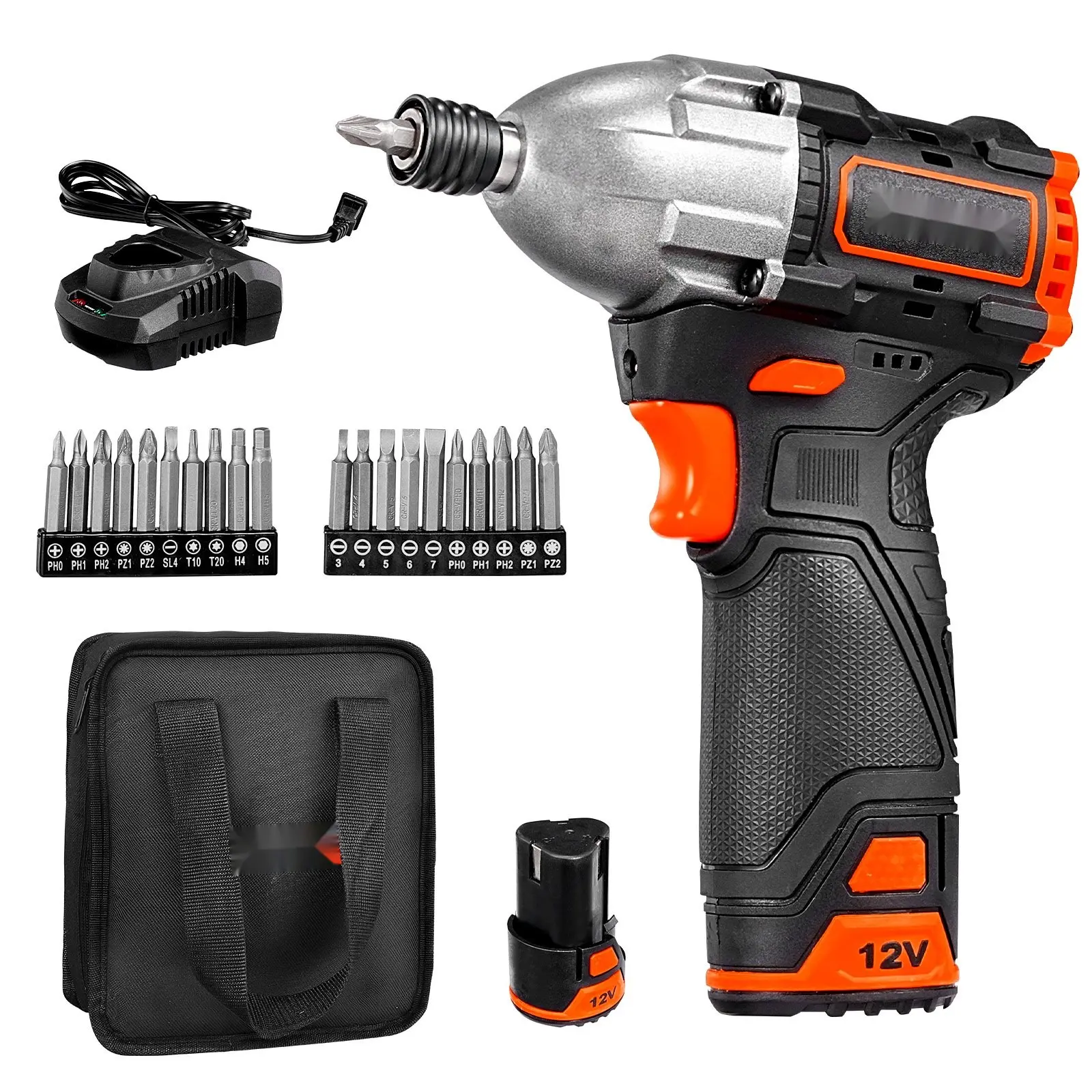 Impact Driver, 1/4 Inch, 3000 RPM Max Speed, 12 V Brushless Motor, Electric Cordless Impact Driver Kit With Battery And Charger, 20 Bits, LED Work Light, For Furniture, Electrical, Home Repairs