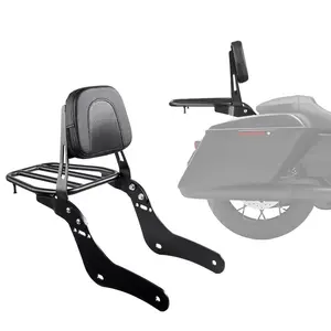 Motorcycle Backrest Sissy Bar with Luggage Rack, Compatible with Honda Rebel CMX 1100 2021-2022, 18-Inch Height, Removable Passenger Backrest, Durable Metal Frame with Leather Pad, Black