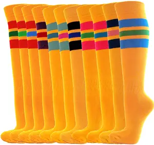 COUVER Unisex Stripes on Gold Yellow Knee High Sports/Softball Socks