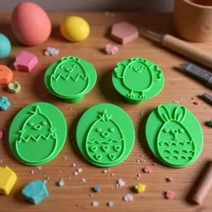 5pcs Easter Chicks and Eggs Pattern Stamps Set, Ideal for Projects, Perfect for Holiday Gifts, Holiday Craft Supplies, Creative Art Stamps, High-Quality Clay Stamps, Pottery Creative Tools for Enthusiasts