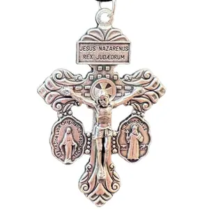 The Pardon Crucifix Necklace - 23 Inches Waxed Cotton Cord - Made in Italy