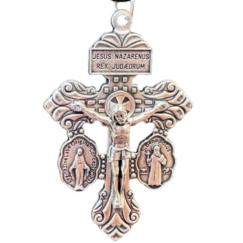 The Pardon Crucifix Necklace - 23 Inches Waxed Cotton Cord - Made in Italy