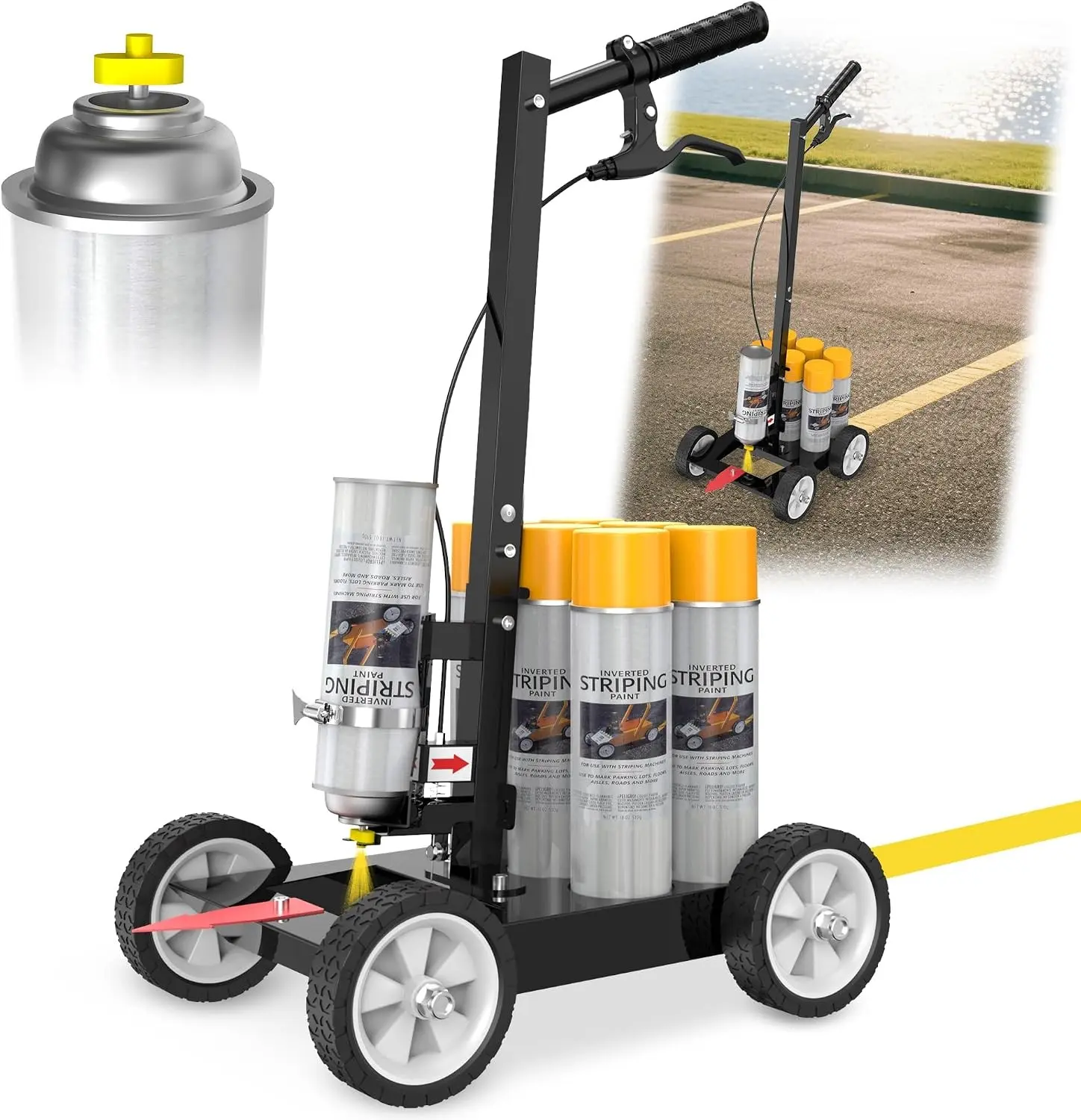 Striping Line Marking Machine, Parking Lot Striping Machine, Compatible with Professional Inverted Striping Spray Paint, Line Striper Machine for Marking Line,Black