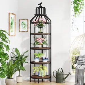 LITTLE TREE 4-Tier Narrow Tall Bookshelf, Rustic Small Bookcase Corner Book Shelf, Freestanding Display Shelves for Living Room, Home Office, Kitchen, Small Space