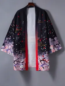 Women's Floral Print Kimono, Casual Open Front Long Sleeve Outerwear for Daily Wear, Ladies Clothes for All Seasons