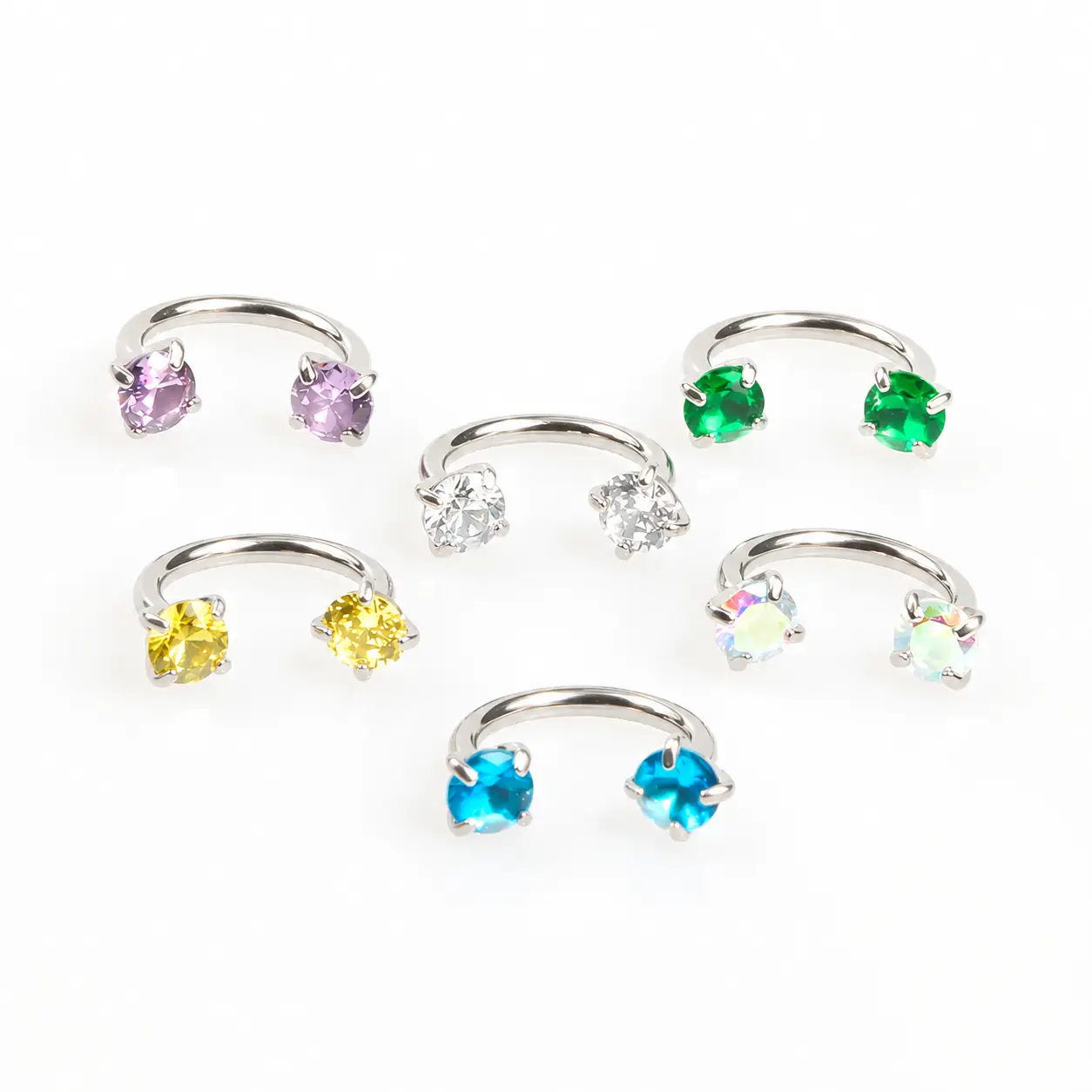 Nose Ring 20G/18G 7mm Titanium Horseshoe Nose Ring(Free Gem Picker Tool) Internally Threaded Gems Lightweight