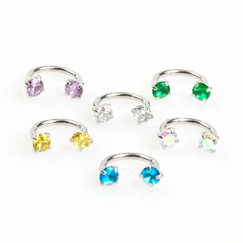 Nose Ring 20G/18G 7mm Titanium Horseshoe Nose Ring(Free Gem Picker Tool) Internally Threaded Gems Lightweight