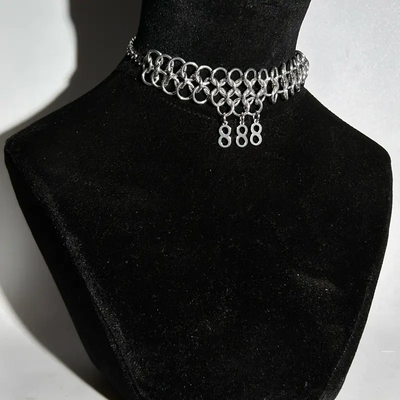 choir chain Handmade Chainmail Jewelry - Aluminum “Abundance” Necklace with Steel Pendants
