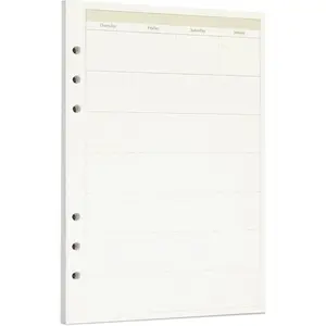 Zelten 1 Pack A5 45 Sheets/90 Pages Monthly Planner Loose Leaf Punched Paper Refills Paper for 6 Hole Binder Personal Organizer Diary Notebook Refillable Planner