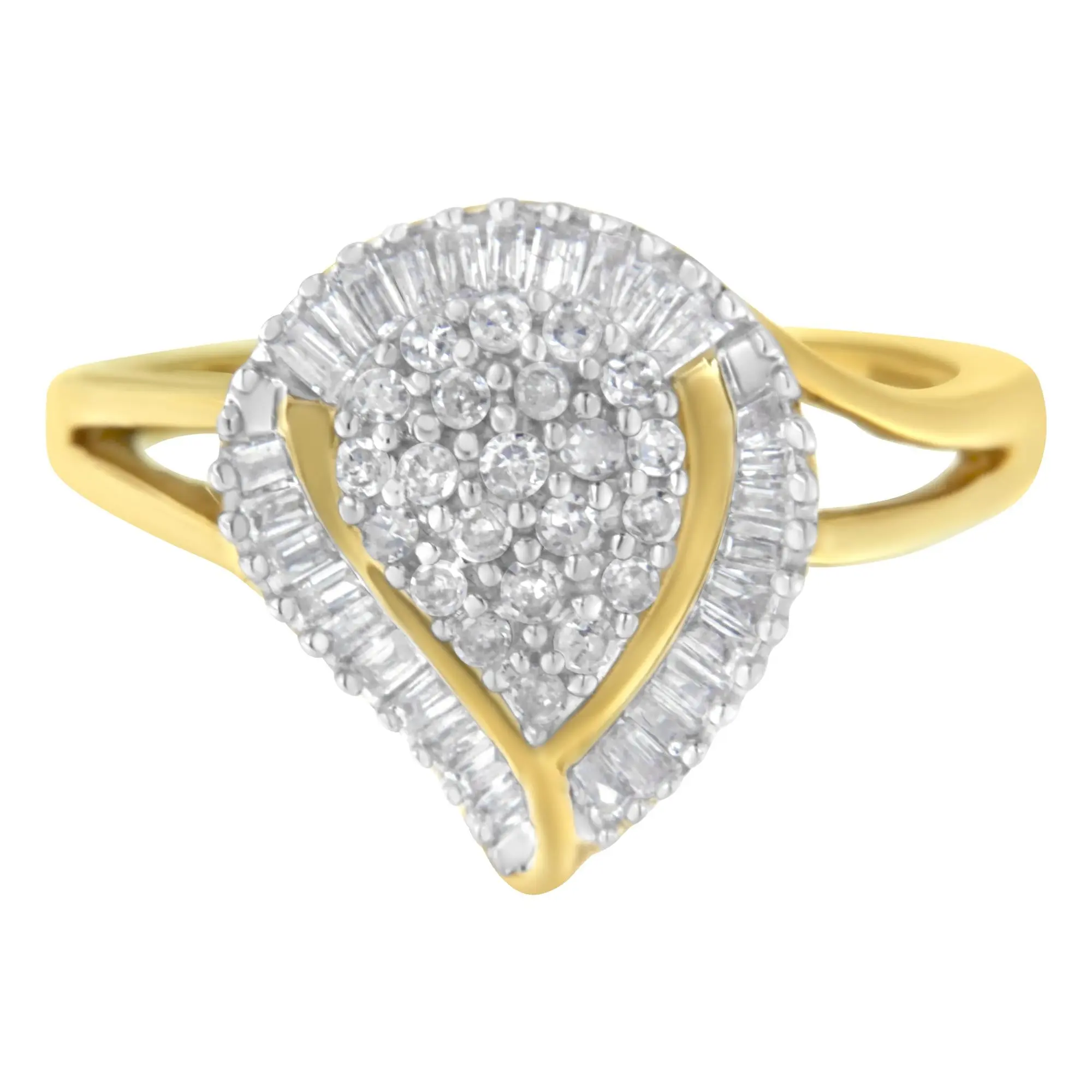 10K Yellow Gold Diamond Cluster Ring (1/2 Cttw, I-J Color, I1-I2 Clari