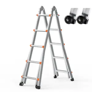 Fathersdaygift  20ft Aluminum Telescopic Ladder, A-Frame Compact Multi-Function Portable Collapsible RV Ladder with 330lb Load Capacity for Indoor/Outdoor Use, Aluminum Telescopic Ladders