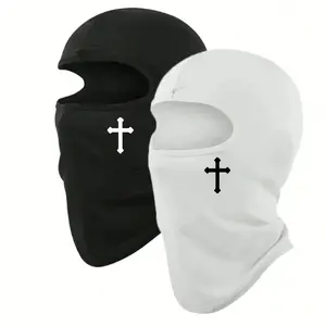 2pc Breathable Black Cross Balaclava Caps for Men Face Ski Mask Beanie Four Seasons Bicycle Hiking Outdoor Sports Tool Bonnet