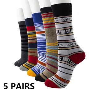 5-Pack Athletic Striped Socks for Men Size 6-9.5 - Breathable Sweat-Wicking Crew Socks for Basketball Soccer Bestie Outfits Daily Wear Machine Washable