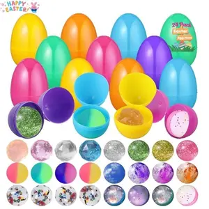 24‑Piece Easter Eggs with Toys – Prefilled Plastic Easter Eggs for Kids, Bouncy Balls, Easter Basket Stuffers and Egg Hunt Party Gift