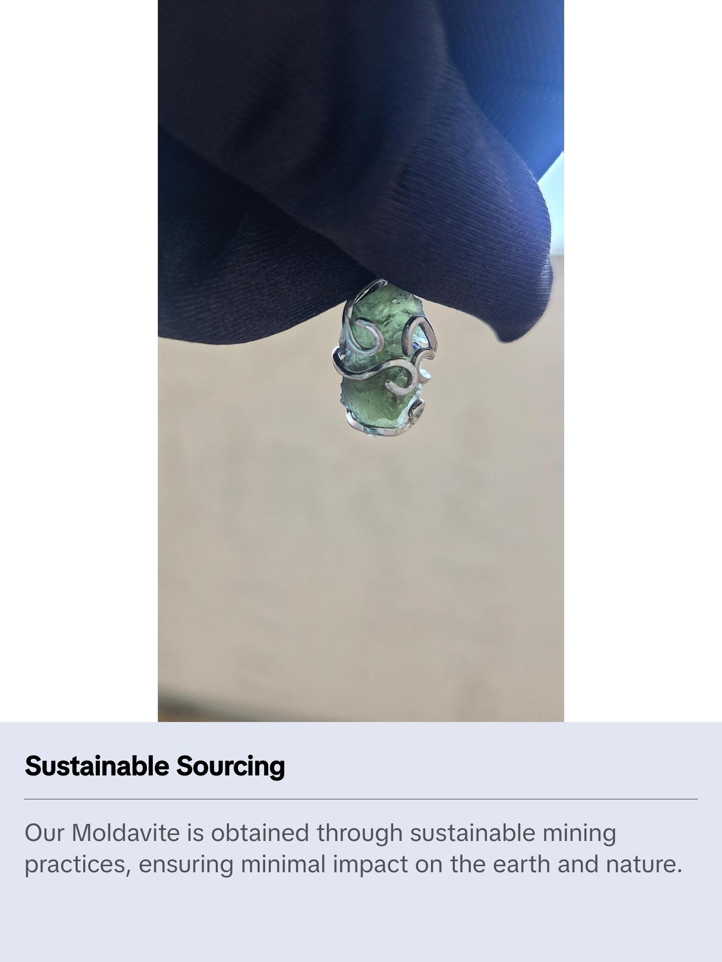 3.30g Rough Moldavite in Sterling Silver