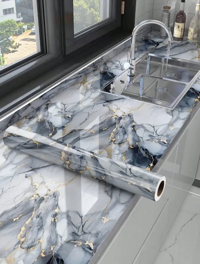 Marble Peel and Stick Contact Paper – Self-Adhesive Decorative Covering for Kitchen Cabinets, Countertops, Tables & Home Decor