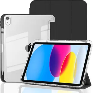 For Samsung Pad Case with Tri-Fold Stand and Pencil Holder Auto Sleep Wake Feature Durable TPU Cover