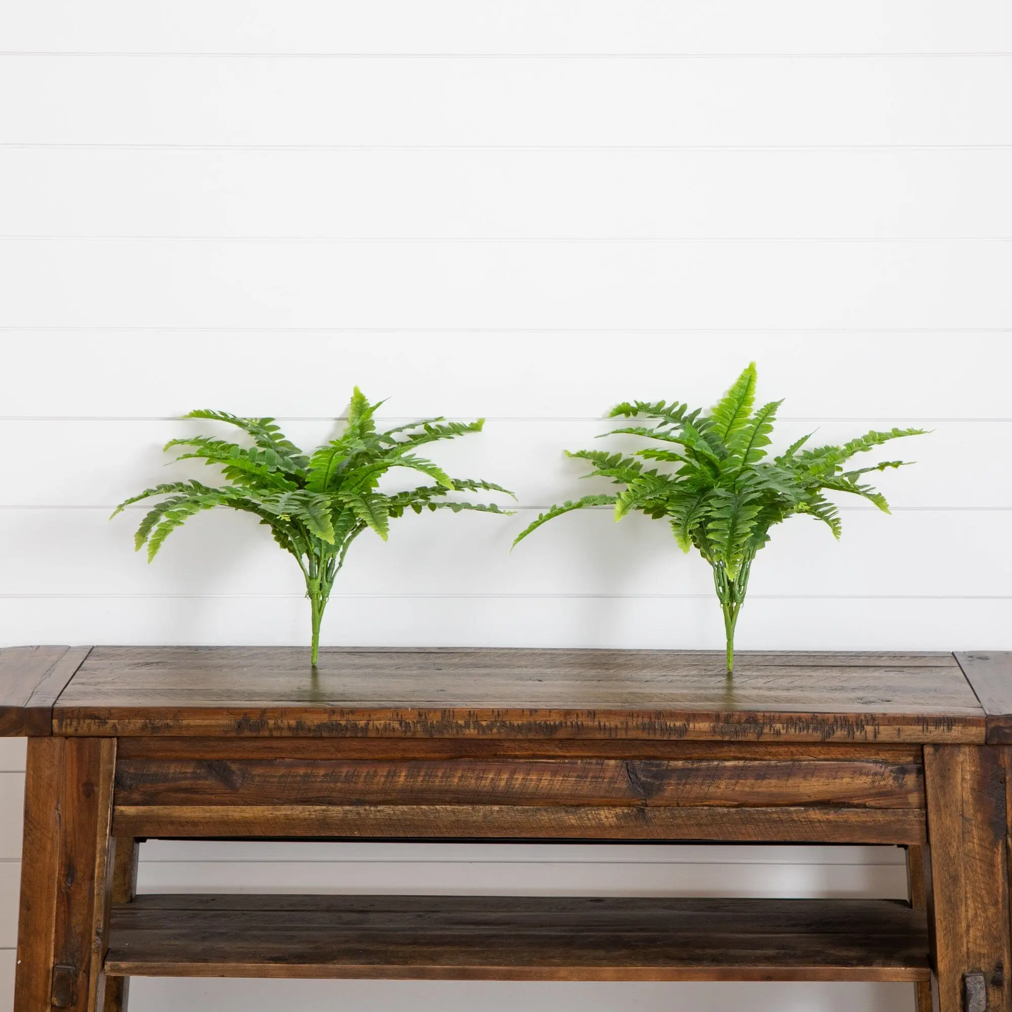 19-in UV-Resistant Decorative Artificial Boston Fern Plants (Set of 2) - Indoor-Outdoor Floral Decor, Hanging Display, Ideal Table Centerpiece for Balcony Basket/Pot, Housewarming Home Decor Supply