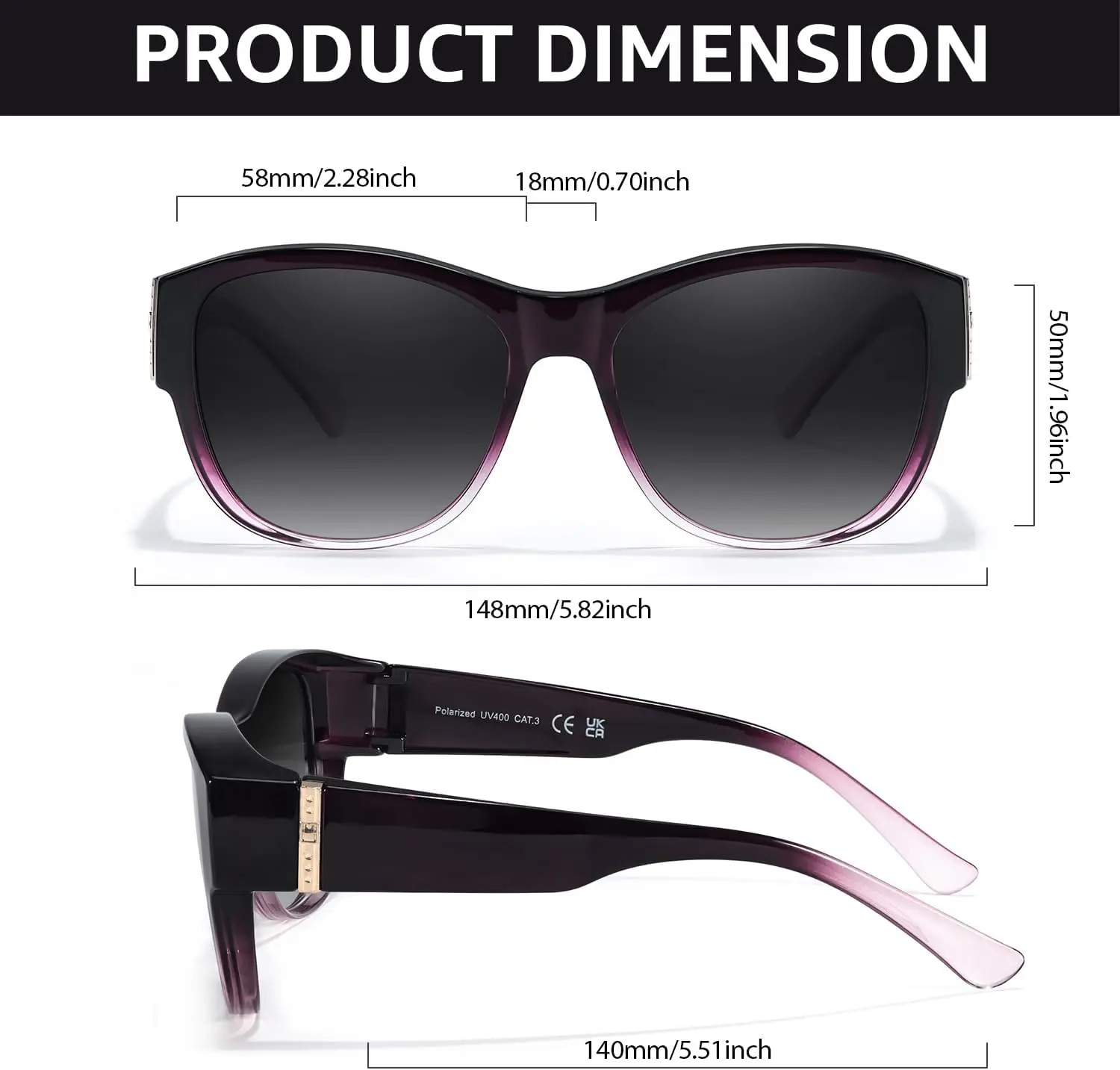 Oversized Square Polarized Sunglasses Fit Over Glasses UV400 TR90 Amazon.com: Myiaur Oversized Fit Over Sunglasses for Women  main image 4