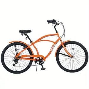 ZUKA 26-inch Beach Cruiser Bicycle, Classic Style 7-Speed Bike, Available in Multiple Colors, Ideal for City Commuting