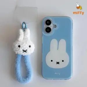 Kawaii Miffy Phone Shell Suitable for Iphone 17 16 15 14 Blue Cartoon Dopamine Anti Drop Phone Case with Lanyard Perfect Present