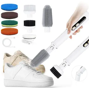 Electric Spin Scrubber, Cordless Cleaning Brush with 4 Replaceable Heads, 3 Speeds, Adjustable Angle, IPX6 Waterproof, 2000mAh Battery for Bathroom & Kitchen